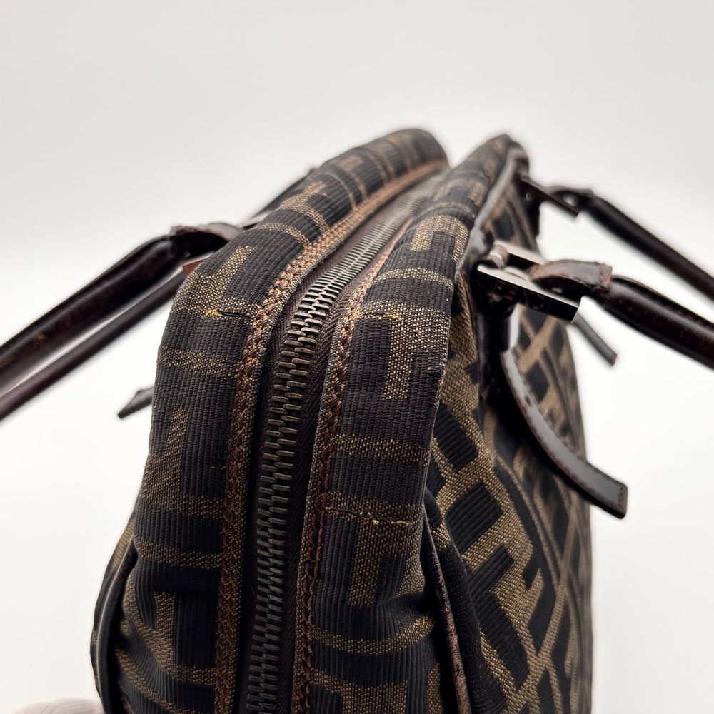 Fendi Vintage Zucca Canvas Boston Shoulder Bag Brown - Picture 6 of 9